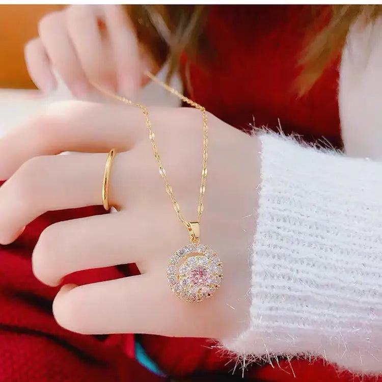 Celeste – Fine Gold Necklace with White Gemstone Charm