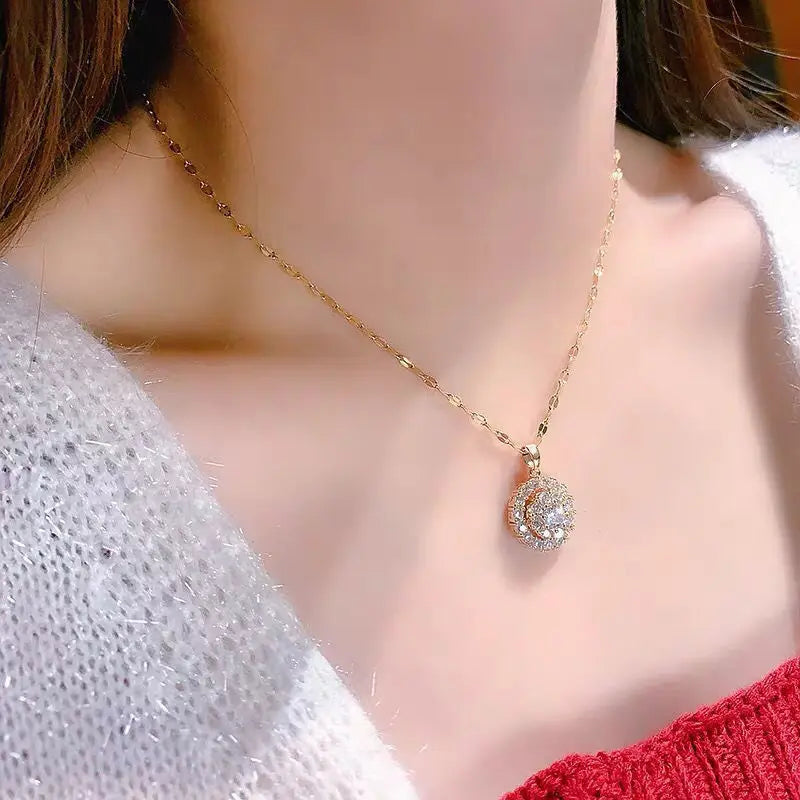 Celeste – Fine Gold Necklace with White Gemstone Charm