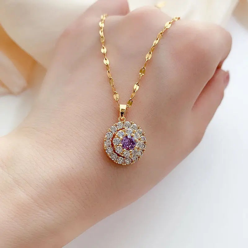 Celeste – Fine Gold Necklace with White Gemstone Charm